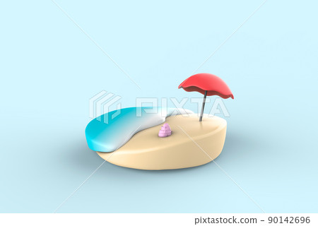 海和雨傘的夏天形象 90142696