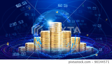 整合類貨幣，形像元素地球與擸據，互助網絡金融科技 90144571
