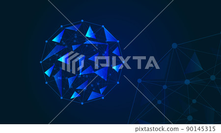 Dot line triangle link composition polygon network technology background 90145315