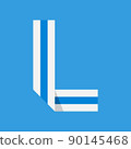 The letter L in the form of a rolled ribbon. 90145468