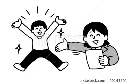 一個穿便衣的年輕男子被一個西裝的年輕女子推薦、僱用和挑選(簡單) 一個穿便衣的年輕男子被一個西裝的年輕女子推薦、僱用和挑選(簡單) 90145591
