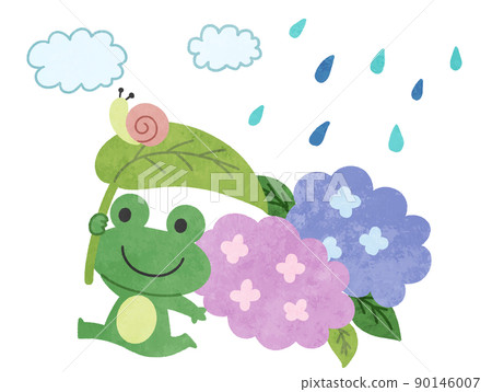 Illustration material of hydrangea and frog on rainy season Illustration material of hydrangea and frog on rainy season 90146007