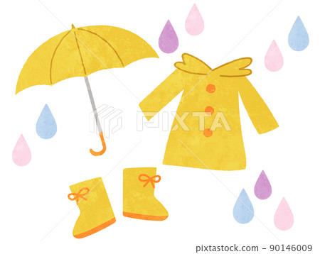 Illustration material of umbrella and raincoat / boots on a rainy day 90146009