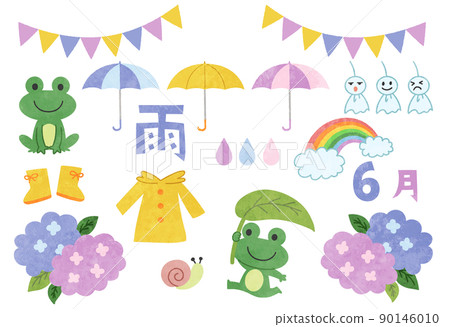 Illustration material set for rainy season / rainy day without main line 90146010