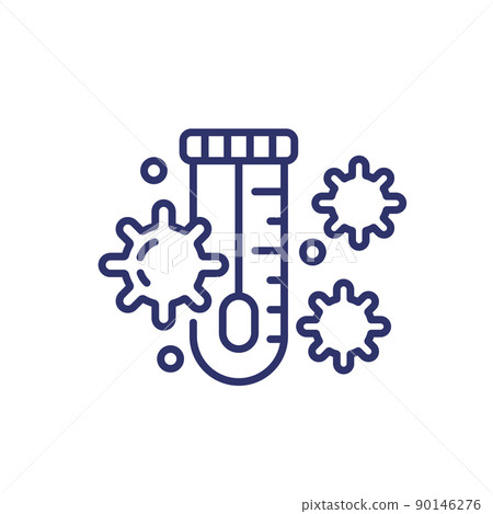 pcr, swab test line icon pcr, swab test line icon 90146276