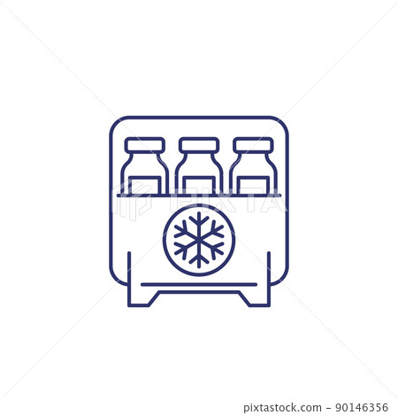 vaccine in storage, fridge line icon 90146356