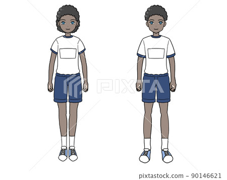 穿著運動服的黑人男女的插圖 穿著運動服的黑人男女的插圖 90146621