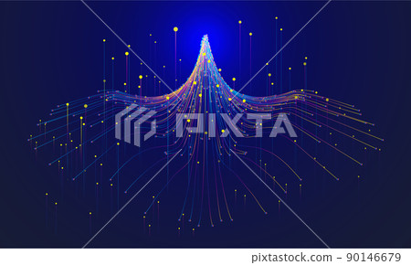 Colorful dots and lines converge upward glowing lines internet technology background Colorful dots and lines converge upward glowing lines internet technology background 90146679