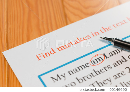 English exercise to find mistake grammar on wooden table English exercise to find mistake grammar on wooden table 90146690