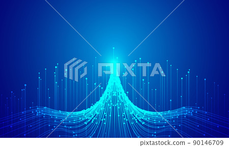 Flying eagle with rising rays made of dots and lines abstract background 90146709