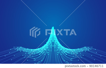 Flying eagle with rising rays made of dots and lines abstract background 90146711