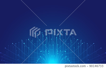 Blue forward extending lines rising rays science and technology technology background 90146733