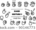 Black and white rough and soft line drawing hand sign vector illustration set 90146773