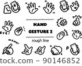 Vector illustration set of black and white rough and soft line drawing hand sign such as holding a smart phone 90146852