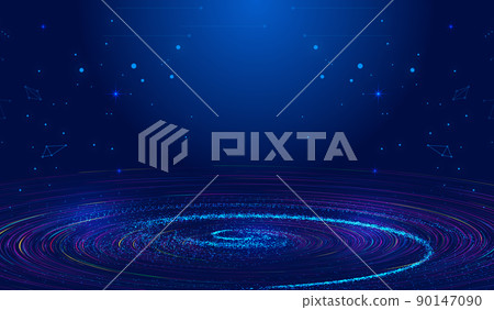 Glitter particle motion track, constructive cosmic vortex, network technology, big data abstract background 90147090