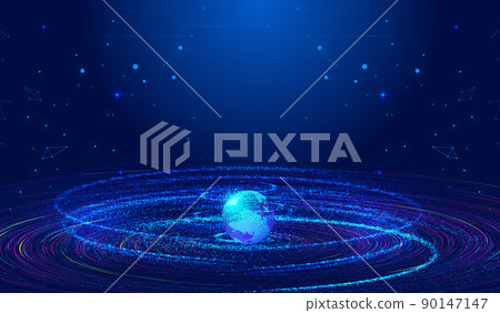 Cosmic particle vortex and 3D digital earth build global network technology big data abstract background Cosmic particle vortex and 3D digital earth build global network technology big data abstract background 90147147