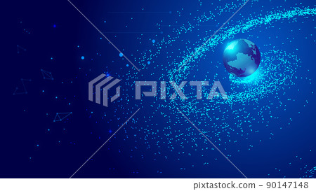 Cosmic particle vortex and 3D digital earth build global network technology big data abstract background Cosmic particle vortex and 3D digital earth build global network technology big data abstract background 90147148