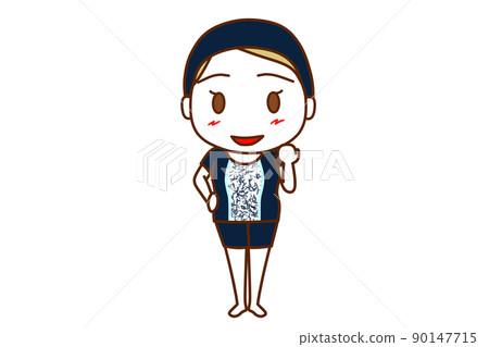 <Whole body / front> A white woman who makes a guts pose with a smile when she does her best in swimming. 90147715