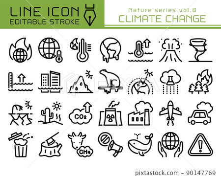Line icon Nature series vol.8 Climate change Global warming 90147769