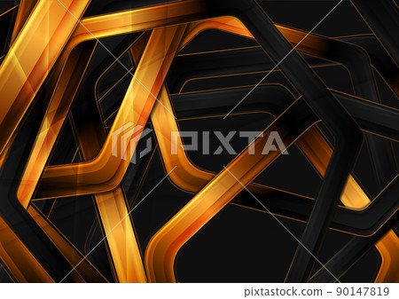 Geometric modern black glossy and luxury golden stripes abstract background 90147819