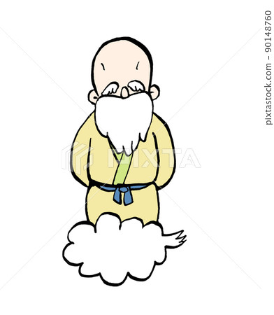 神騎在似乎出現在神話中的雲上的插圖 神騎在似乎出現在神話中的雲上的插圖 90148760