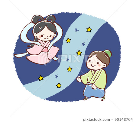 Zhinü, Hikoboshi and Milky Way Tanabata Illustration 90148764