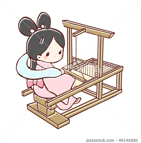 Illustration of Orihime weaving - Stock Illustration [90148880