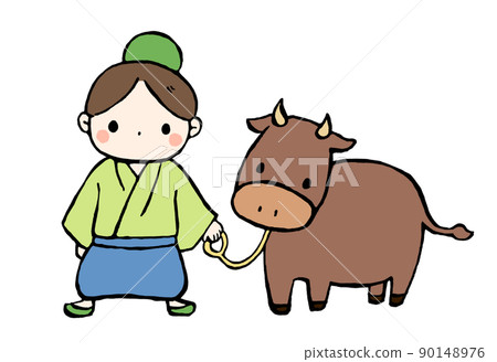 Illustration of Hikoboshi and cow 90148976