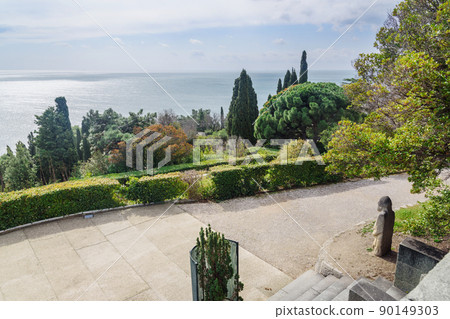 Southern terraces in the park of Vorontsov Palace. Alupka. Crimea 90149303