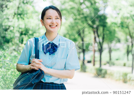 School girls going to school School girls going to school 90151247