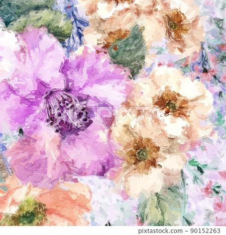 Beautiful oil painting flower illustration 90152263