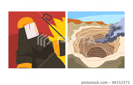 Mining quarry and metallurgy industry steelmaker worker. Metallurgical industry, steel and alloys production vector illustration 90152571