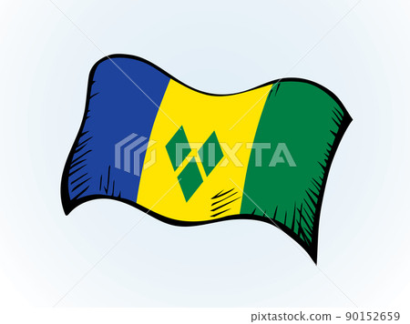 Saint Vincent flag. Vector drawing icon 90152659