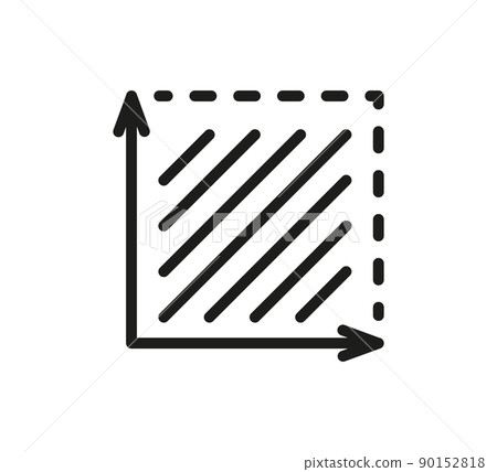 Square area icon. Coordinate axes sign. Coordinate system Flat math graph icon. Measuring land area. Place dimension pictogram. Vector outline illustration isolated on white background 90152818