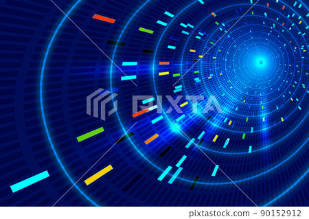 Glowing lines movement trajectory perspective space abstract background 90152912