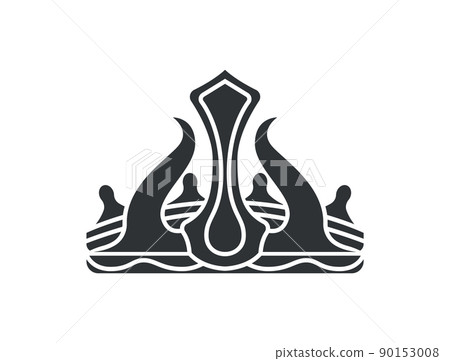 Crown with Curved Horns Monochrome Illustration Crown with Curved Horns Monochrome Illustration 90153008