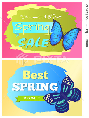 Sale Spring Discount Labels Set Butterfies Dots 90153042