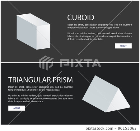 Cuboid and Triangular Prism Vector Web Banners Set 90153062