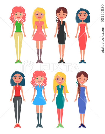 Collection of Women in Cartoon Style Isolated Collection of Women in Cartoon Style Isolated 90153080