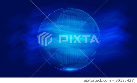 Particle structure construction Earth, world network technology big data, globalization, internationalization, scientific technology concept 90153427