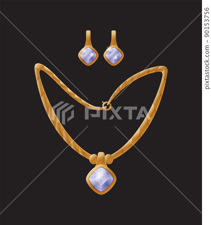 Earring Necklace Collection Vector Illustration Earring Necklace Collection Vector Illustration 90153756