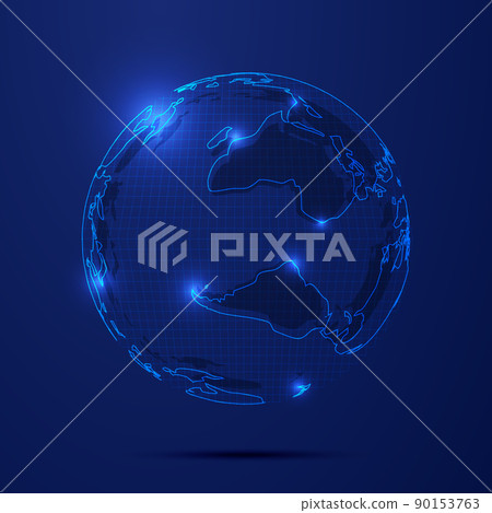 深靛色科技地球、全球化、國際化、科技概念抽象背景 90153763