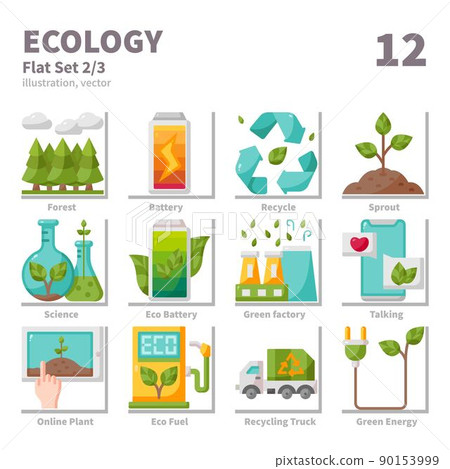 Ecology icons set, Flat, vector and illustration set 2 Ecology icons set, Flat, vector and illustration set 2 90153999