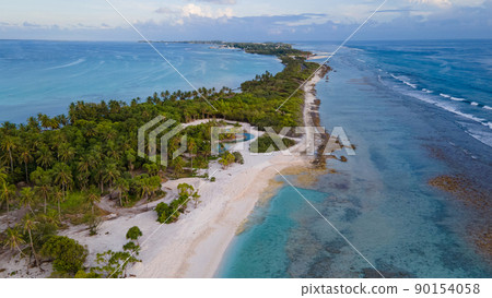 Aerial view of tropical beach landscape at addu city, Maldives Aerial view of tropical beach landscape at addu city, Maldives 90154058