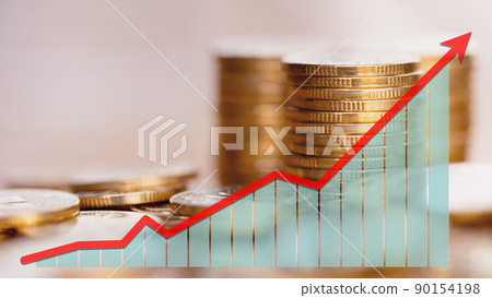 商業、金融、投資、盈利總和現金概念、桌面硬幣。 90154198