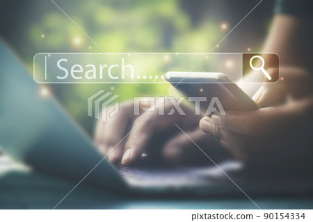 Hand man using laptop and Searching browsing data on the Internet online.network,media, keyword,Digital Web,Photo concept Searching information of and Technology. Hand man using laptop and Searching browsing data on the Internet online.network,media, keyword,Digital Web,Photo concept Searching information of and Technology. 90154334