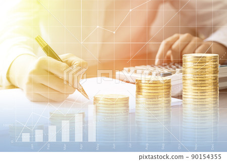 Merchant use calculator, paper brush progress financial analysis report. Financial data 90154355