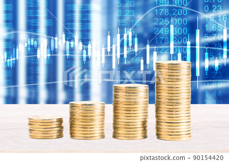 Crotch market exchange Japanese financial data. Treasury stock market trading. Stock exchange or market analysis education. Defensive financial center background 90154420