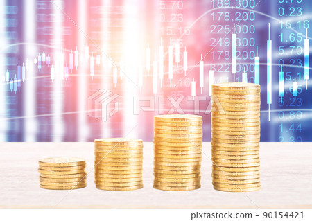 Crotch market exchange Japanese financial data. Treasury stock market trading. Stock exchange or market analysis education. Defensive financial center background 90154421