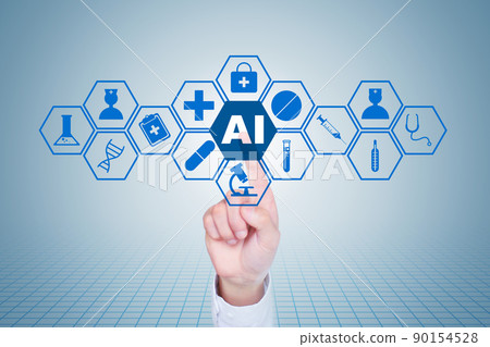 Finger touch global network using AI artificial intelligence modern healthcare interface Finger touch global network using AI artificial intelligence modern healthcare interface 90154528